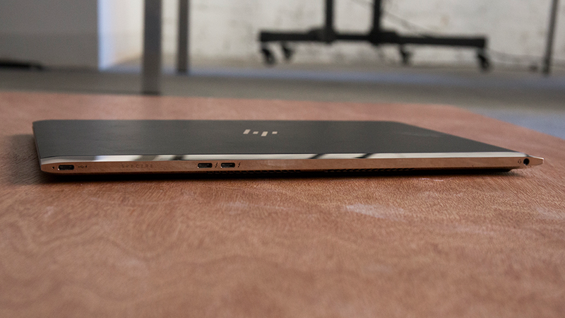 Three USB Type-C ports and an audio jack, the only ports on the Spectre 13